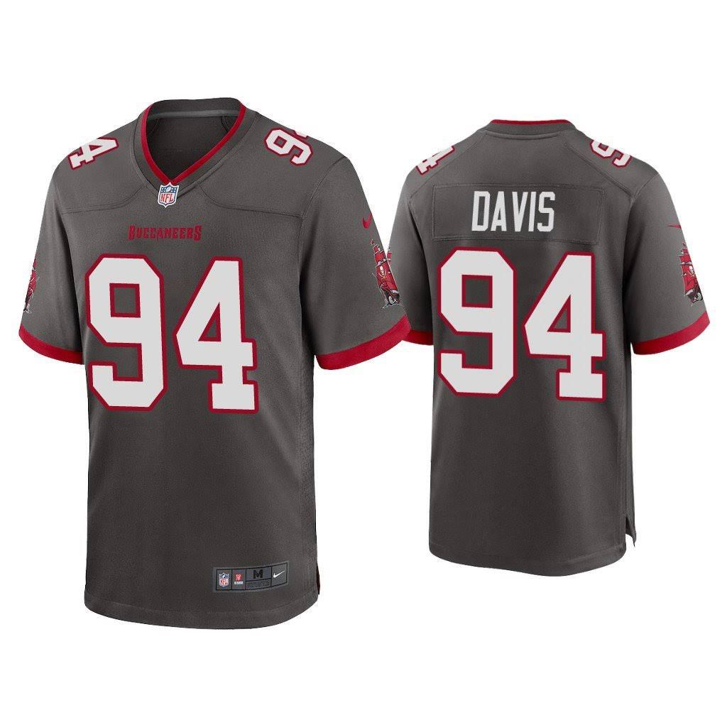 Men Tampa Bay Buccaneers #94 Khalil Davis Nike Grey Player Game NFL Jersey